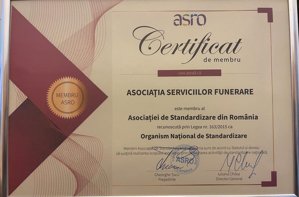 Asociatia Serviciilor Funerare a devenit membru ASRO 28.04.2022